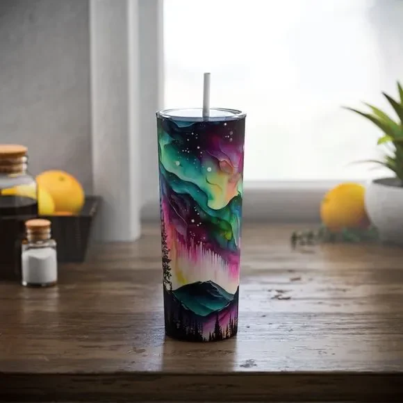 Northern Lights 20oz Steel Tumbler With Straw - Picture 4 of 8